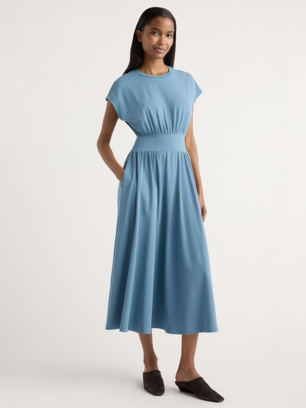 Modern Citizen Prima Jersey Midi Dress Size 1XDusty Blue / Regular / 1X
